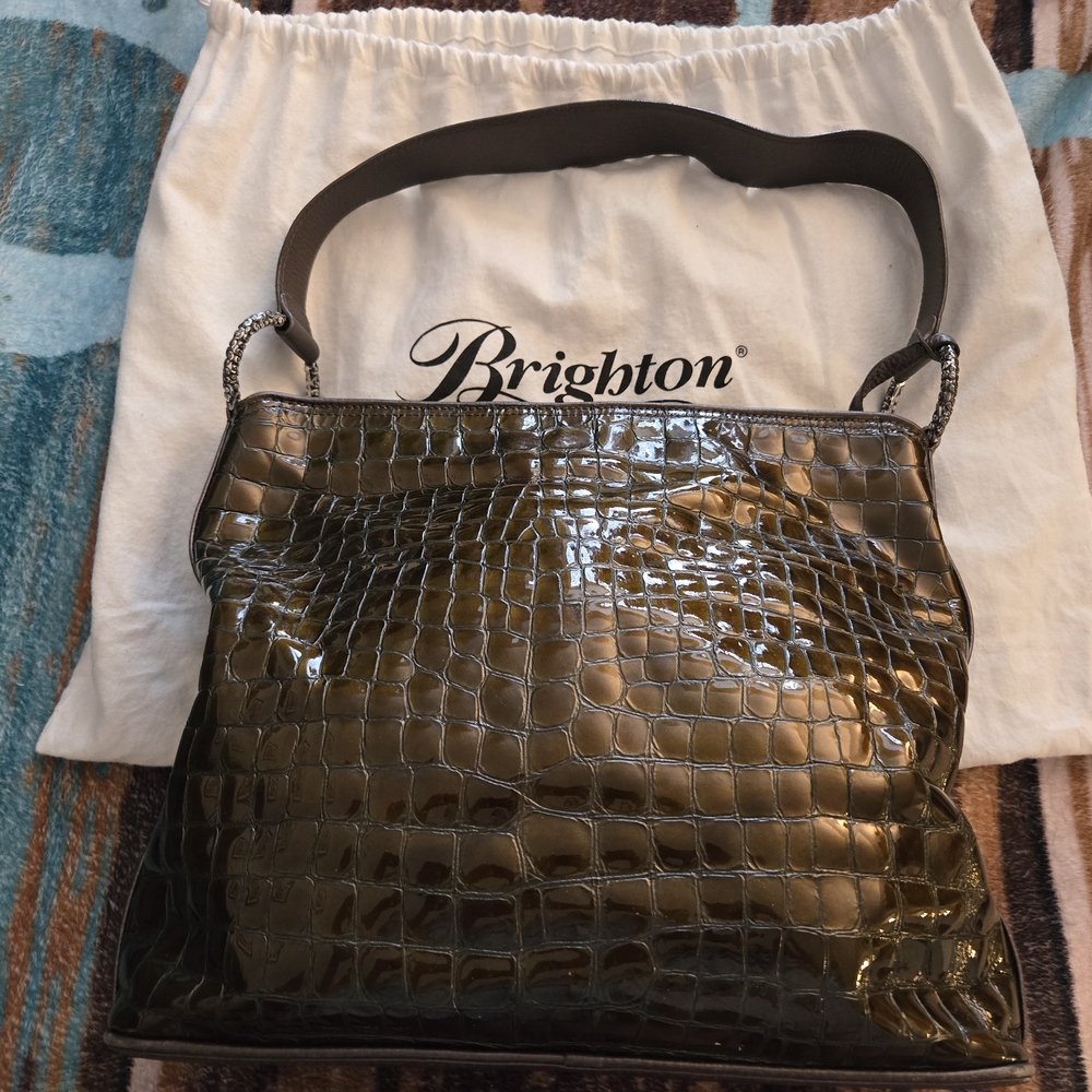 Brighton Women's Brown Croc-Embossed Bag